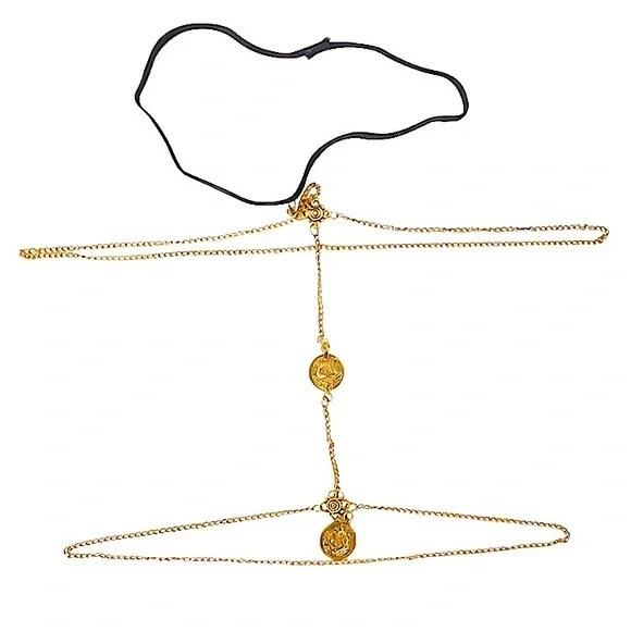 ⚜️𝟯𝟬%𝗢𝗙𝗙 𝗯𝘂𝗻𝗱𝗹𝗲𝘀 𝟯+⚜️ NEW Gold Coin Flower Body Chain - Picture 2 of 8